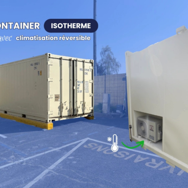 Container isotherme 20 pieds avec climatisation réversible et éclairage LED